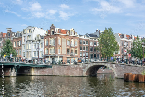 Confluence of Canals in Amsterdam and Stone Bridges