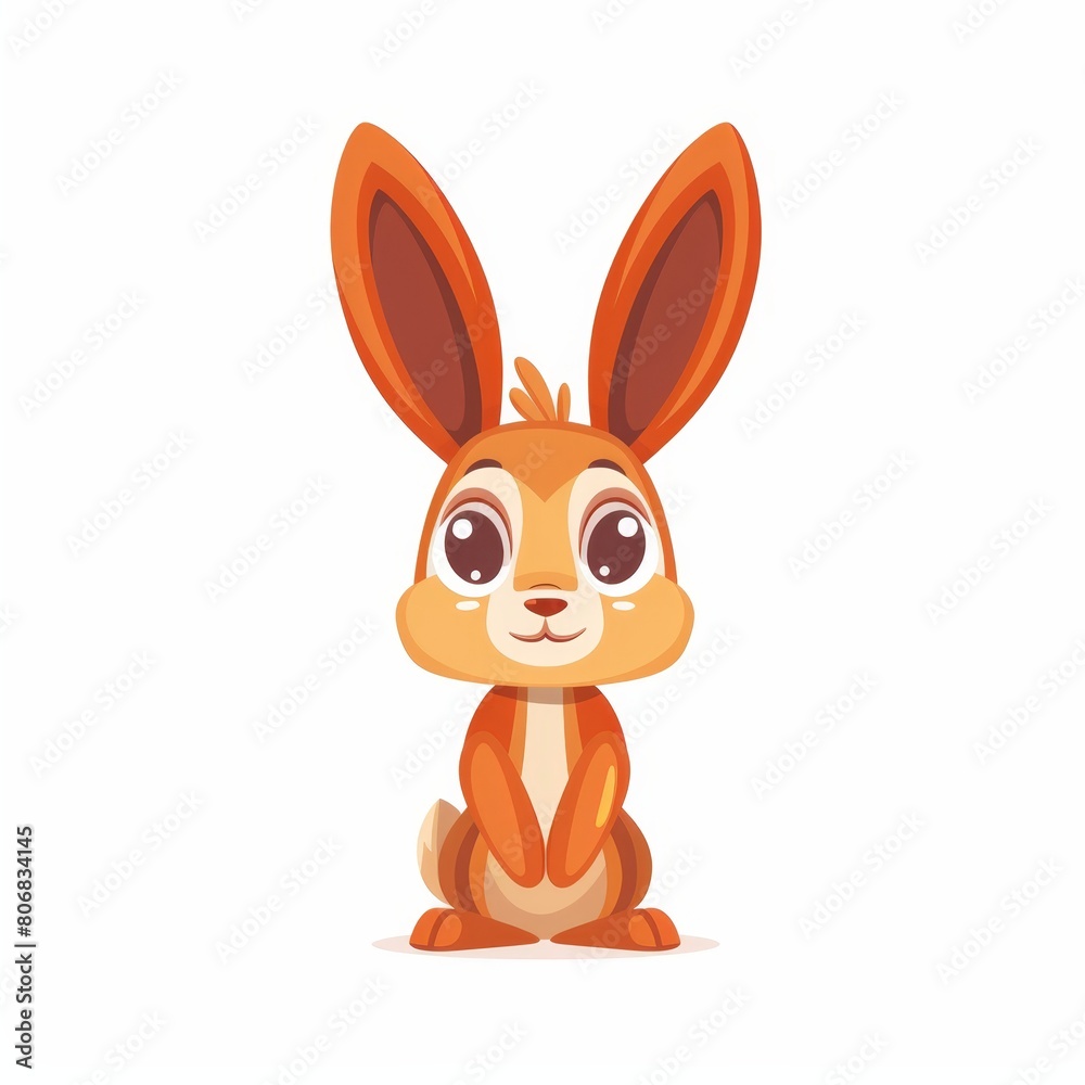   A sad-looking cartoon rabbit with wide-open eyes sits on the ground