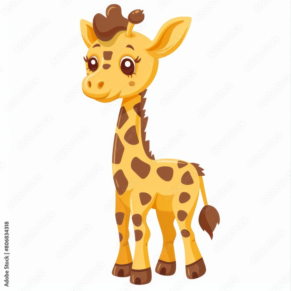 A sad-looking cartoon giraffe against a plain white backdrop A sad-looking cartoon giraffe against a plain white backdrop