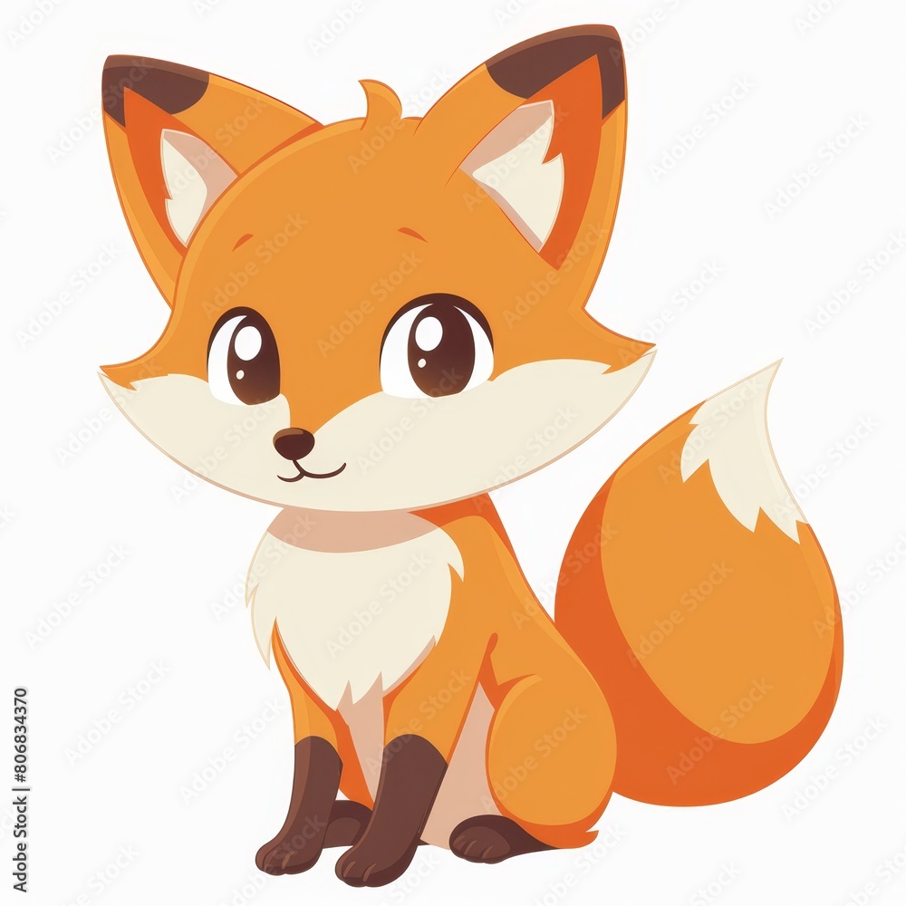 Fototapeta premium A cute little fox sits with a big smile on its face