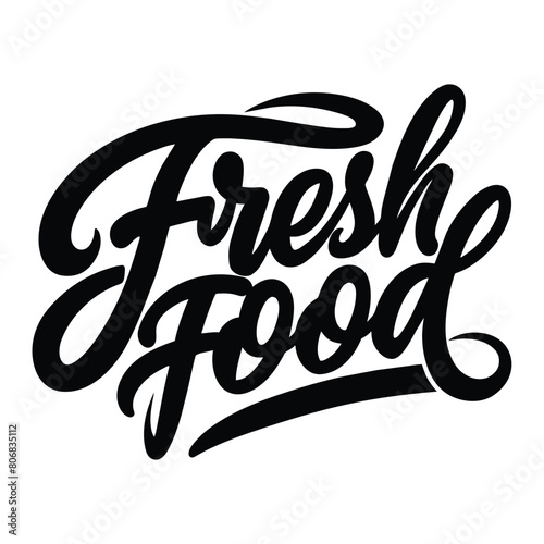 fresh food text lettering black handwritten logo on white