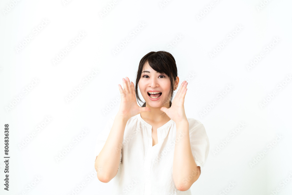 応援する女性 応援する女性