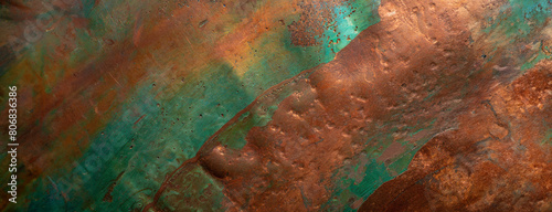 Mars-like terrain exhibits a rich tapestry of mineral-rich colors. The landscape's erosional features hint at ancient water flows, painted in earthy tones and mysterious greens. photo