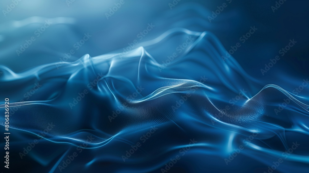 Obraz premium An abstract blue background with blurred waves and soft light. An abstract fluid shapes and elegant curves, modern minimalist design.
