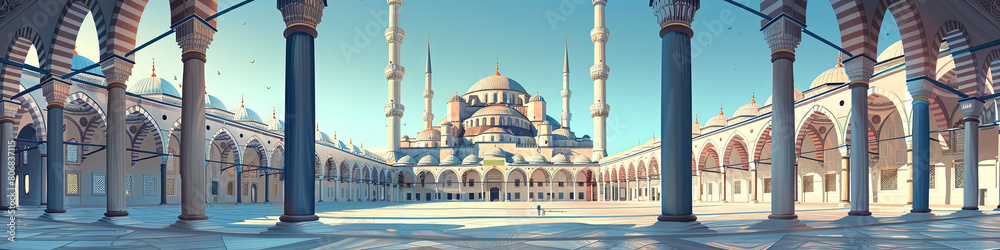 Obraz premium Sultan Ahmed Mosque - Istanbul Skyline Illustration