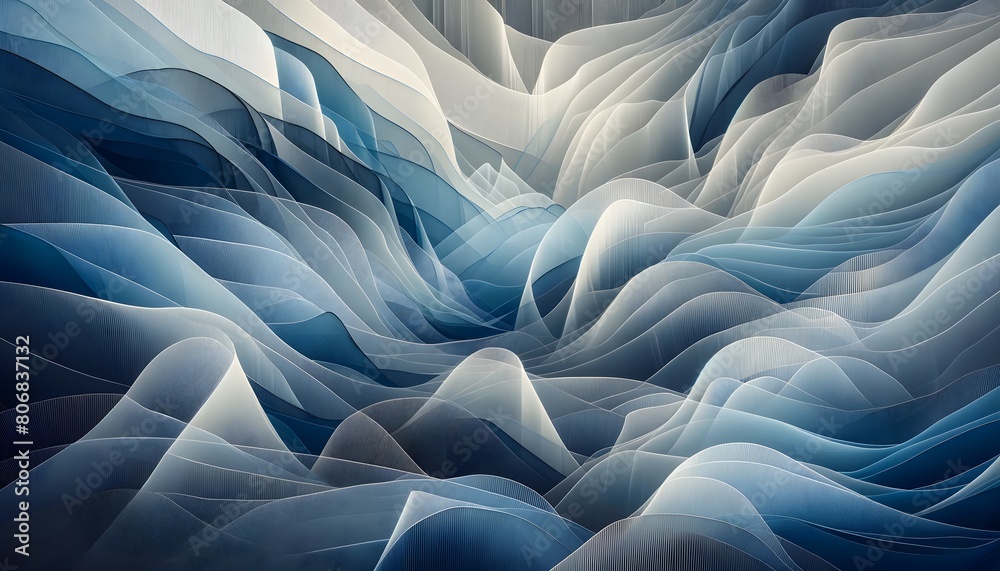 Layers of thin, translucent sheets in varying shades of blue. Abstract background Layers of thin, translucent sheets in varying shades of blue. Abstract background