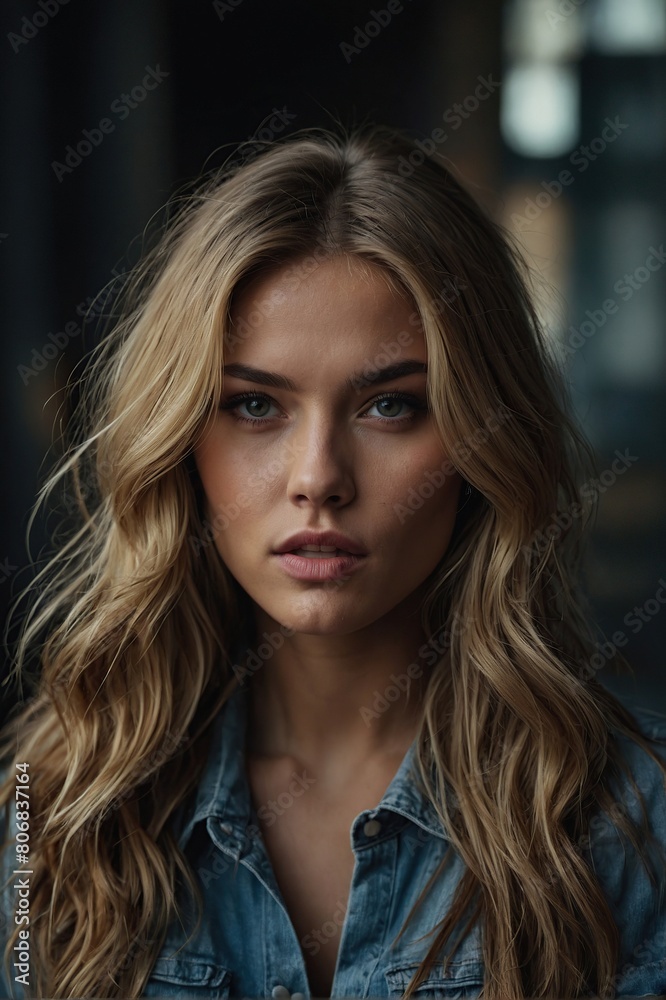Model Makes Strong Eye Contact With Camera 
