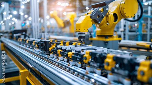 Mass Production Assembly Line of Modern Cars in a Factory  IndustrialMass Production Assembly Line of Electric Ve Manufacturing Process  Automotive Industry  Technology and Innovation  Generative AI  