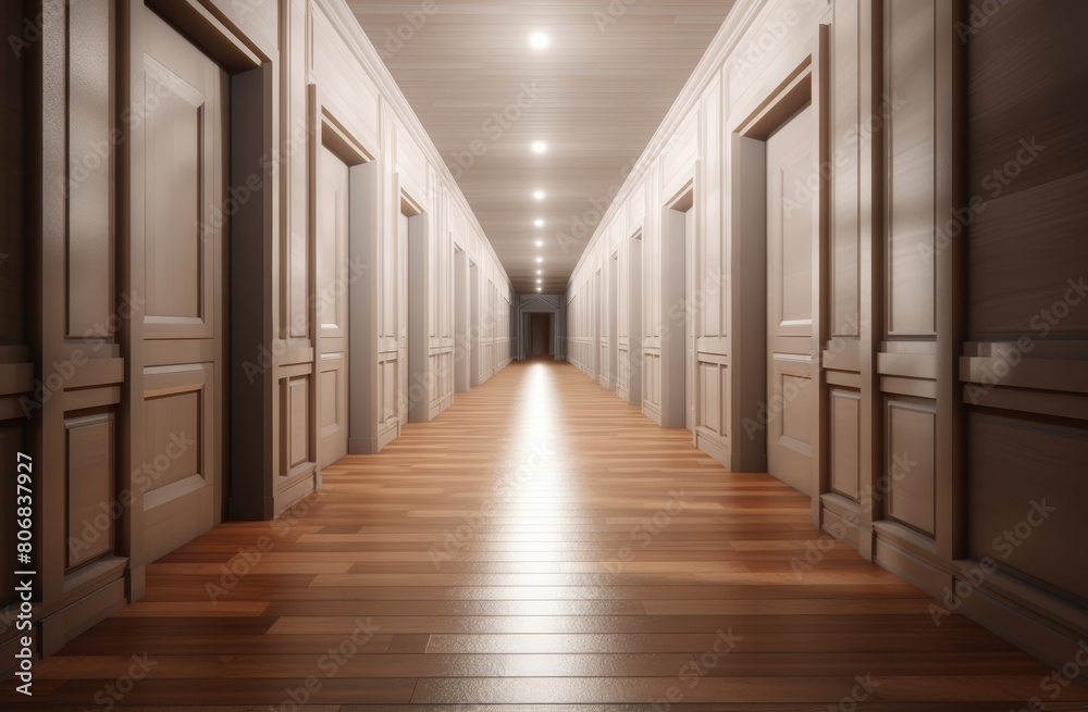 the corridor of a hotel room, a closet stands, offering a convenient storage solution for guests during their stay.