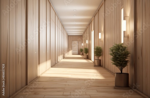 the corridor of a hotel room, a closet stands, offering a convenient storage solution for guests during their stay.