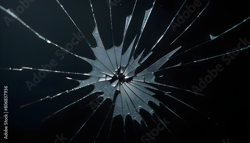 broken glass effect on a black background create with ai