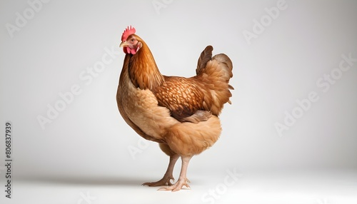 brown chicken hen isolated white background create with ai