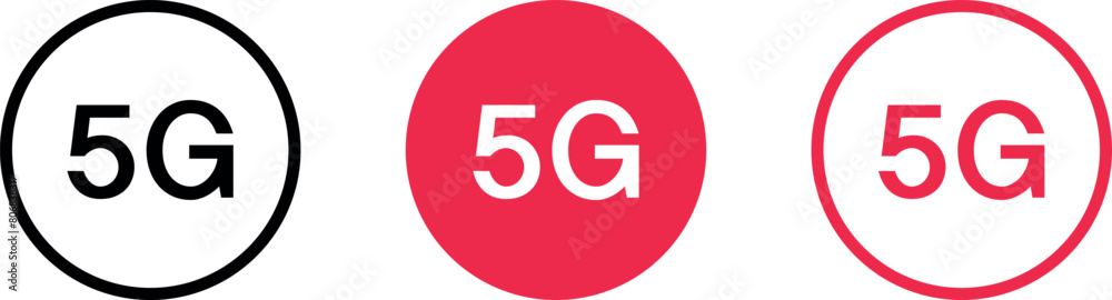 5G internet icon, symbol in lined, isolated and colored style. Vector illustration