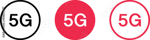 5G internet icon, symbol in lined, isolated and colored style. Vector illustration