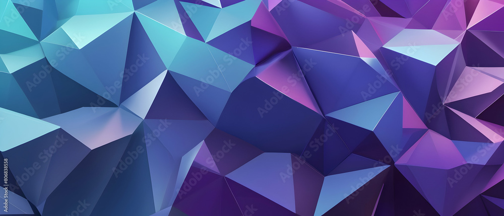 Obraz premium Abstract Purple to Blue Low Poly Crystal Pattern Background