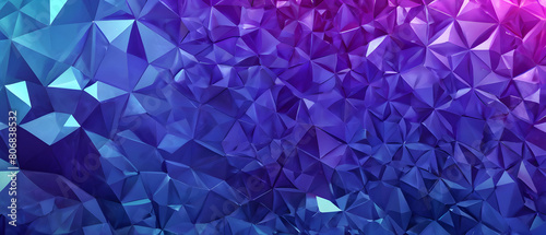 Abstract Purple to Blue Low Poly Crystal Pattern Background