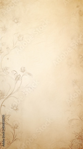 Tan soft pastel color background parchment with a thin barely noticeable floral ornament, wallpaper 