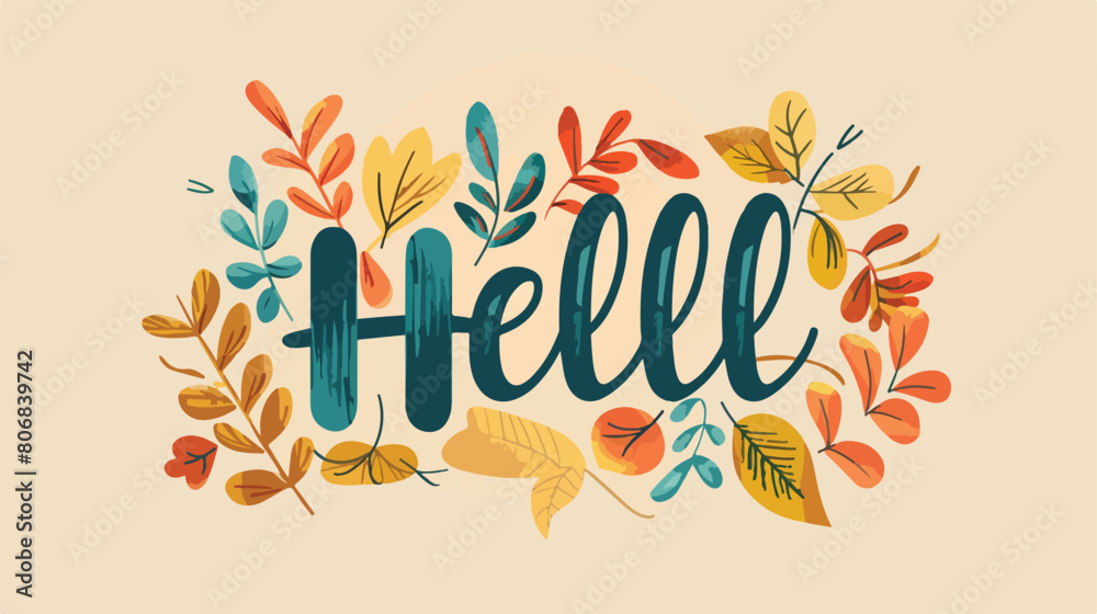 Word HELLO on beige background style vector