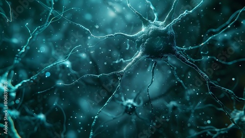 Exploring Neuron Cells in Neural Networks for Neuro Research. Concept Neuron Cells, Neural Networks, Neuro Research, Neuronal Connections, Brain Science photo