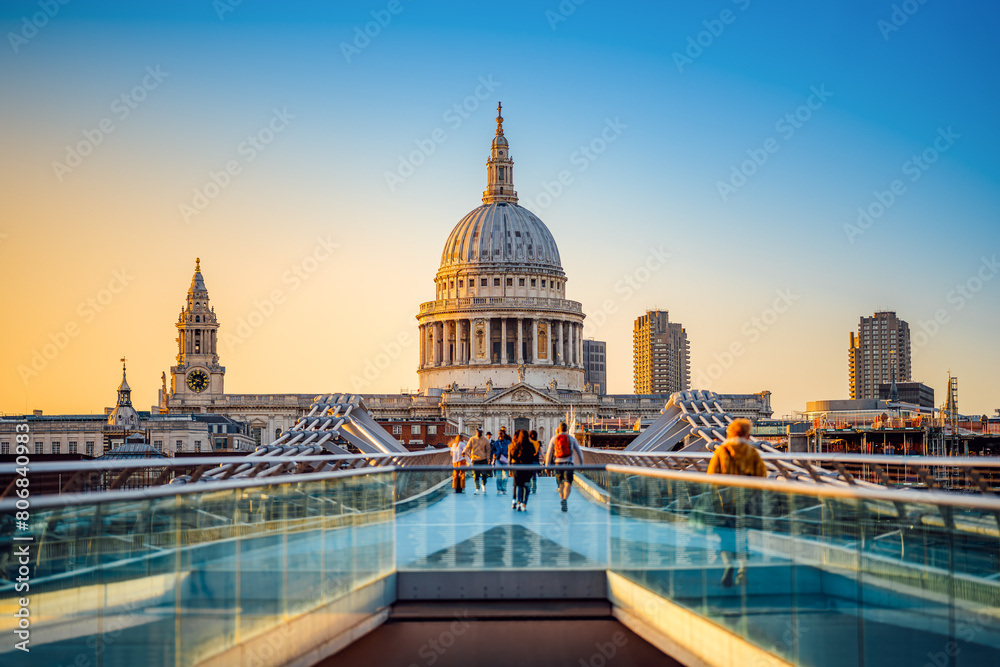 the famous st pauls cathedral of london during sunset
