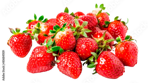 3d realistic transparent isolated set, whole and slice of strawberry