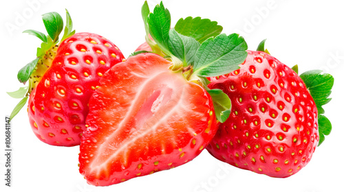 3d realistic isolated strawberries on transparency background