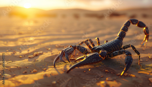 Recreation of a scorpion in the desert photo