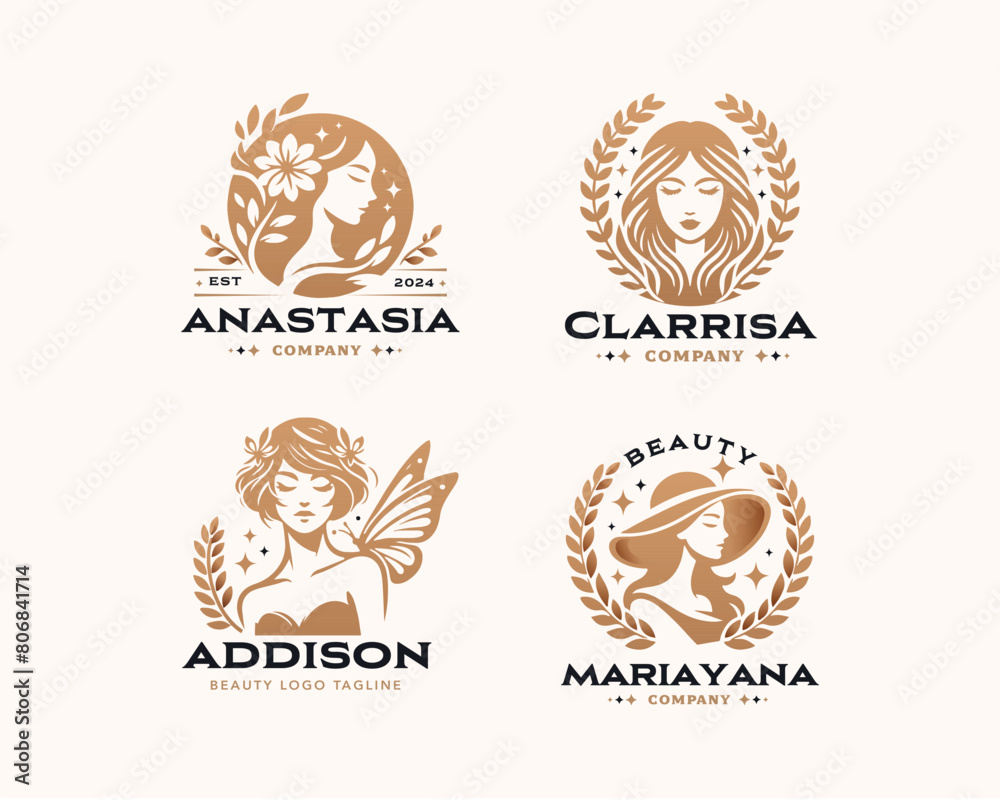 Fototapeta premium Vector elegant beauty woman salon logo design collections for company