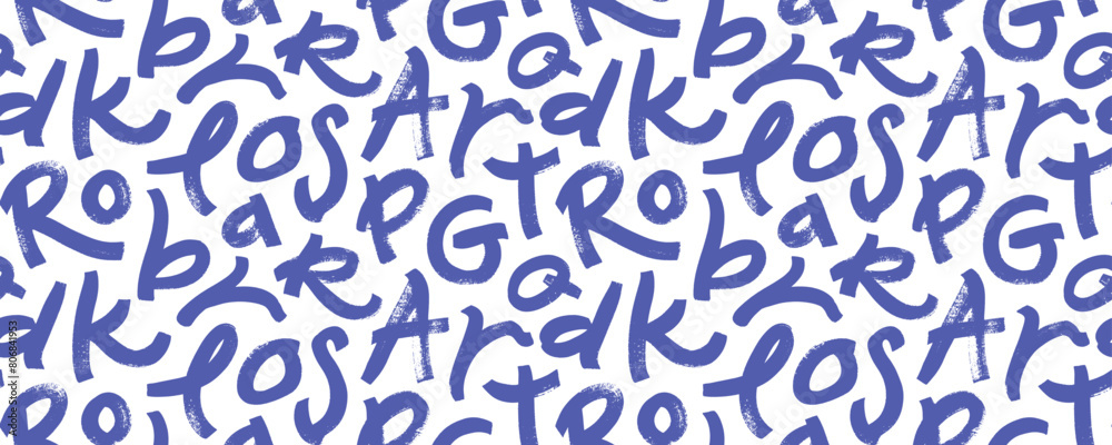 Childish alphabet, playful letters seamless banner design. Brush hand drawn bold letters with dry brush texture. Childish alphabet, playful letters seamless banner design. Brush hand drawn bold letters with dry brush texture.