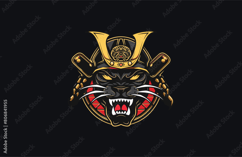 Head tiger and mushroom vector illustration flat design logo