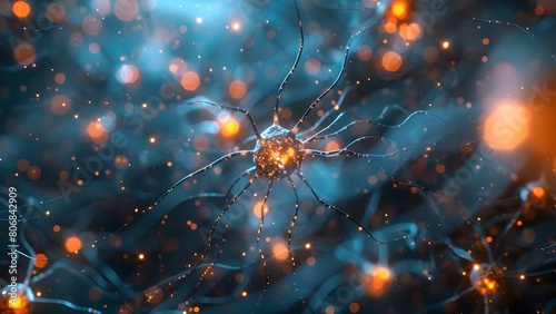 Exploring Neuron Cells in a Microscopic View for Neural Network Research. Concept Neuron Cells, Microscopic View, Neural Network Research, Brain Function, Scientific Study