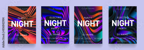 	Trendy 3d Set Hot Night Dance Party. Abstract Background Strips Graphic Elements for Dance Party, Disco, Club Invitation, Festival Poster, Flyer. Modern Music Festival Vector Illustration.
