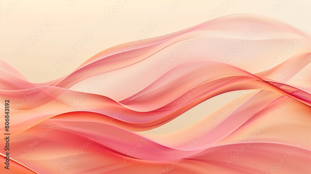 Abstract background with red and pink waves with light gradient on the light orange background. Abstract background with red and pink waves with light gradient on the light orange background.