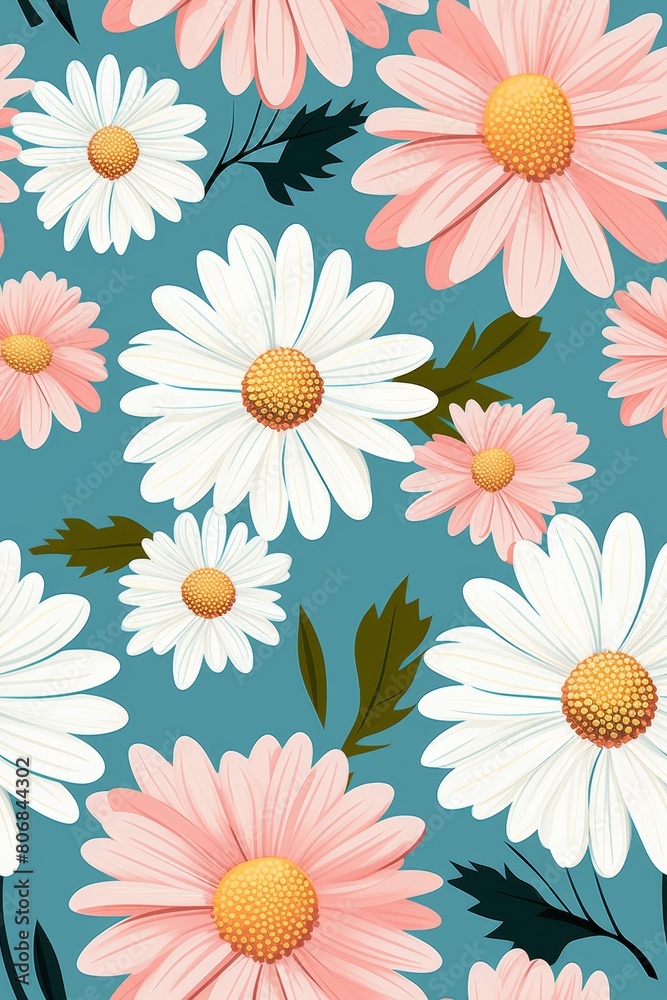 Floral Background of cute hippie daisy seamless pattern. Floral Background of cute hippie daisy seamless pattern.