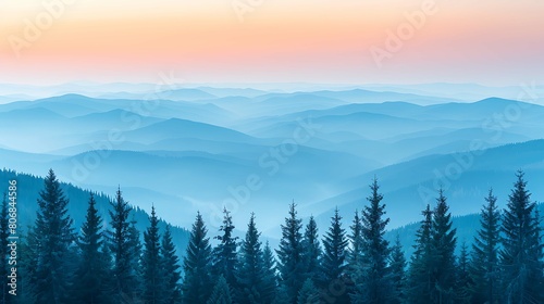 Mountains under fog in the morning amazing natural scenery
