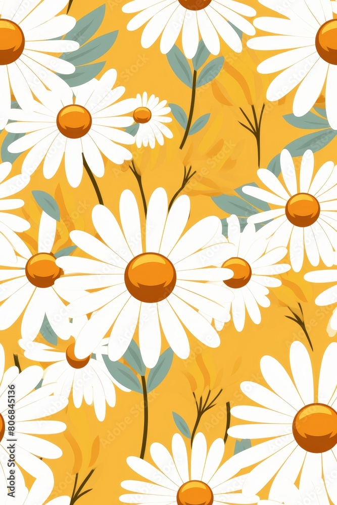 Floral Background of cute hippie daisy seamless pattern. Floral Background of cute hippie daisy seamless pattern.