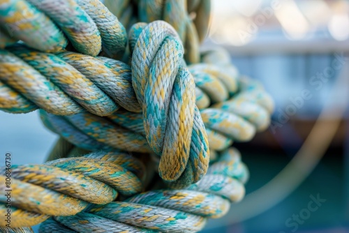 Close-Up of Rope on Black Background for a Textured Photo or Design Element. Beautiful simple AI generated image in 4K, unique.