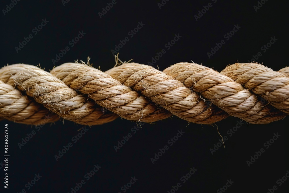 Obraz premium Close-Up of Rope on Black Background for a Textured Photo or Design Element. Beautiful simple AI generated image in 4K, unique.