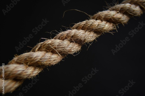 Close-Up of Rope on Black Background for a Textured Photo or Design Element. Beautiful simple AI generated image in 4K, unique.