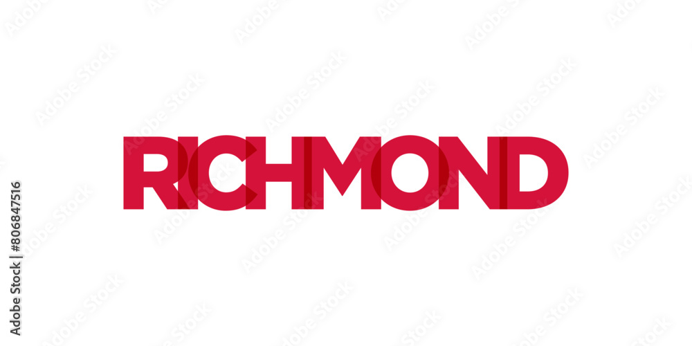 Richmond in the Canada emblem. The design features a geometric style, vector illustration with bold typography in a modern font. The graphic slogan lettering.