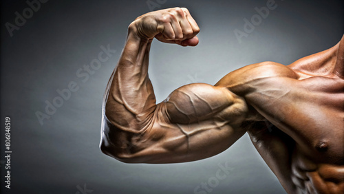 A muscular athlete with a defined torso and strong arms photo