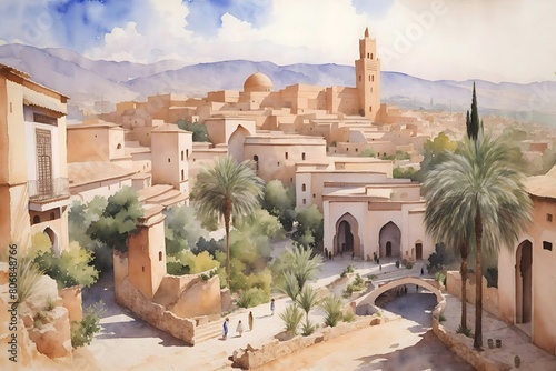 Tlemcen Algeria Country Landscape Illustration Art