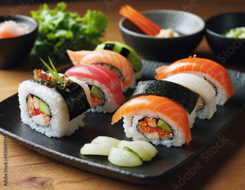 Il sushi, con la sua varietà di ingredienti e condimenti, invita a un'esperienza gustativa senza paragoni. photo