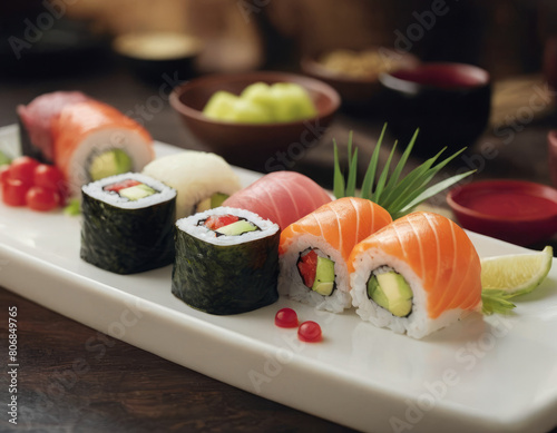 Il sushi, con la sua freschezza ineguagliabile, conquista il palato con la sua delicatezza e autenticità. photo