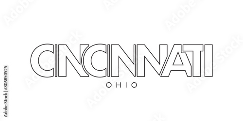 Cincinnati, Ohio, USA typography slogan design. America logo with graphic city lettering for print and web.