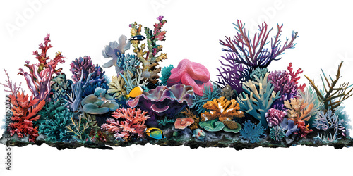 Colorful Coral Reef Cut Out and Generative Ai