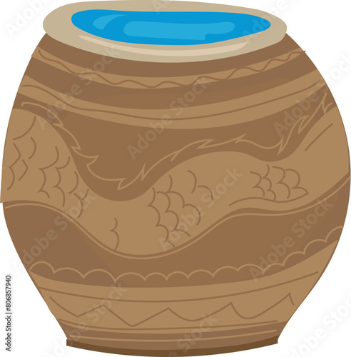 Cartoon big water jar illustration on transparent background.
