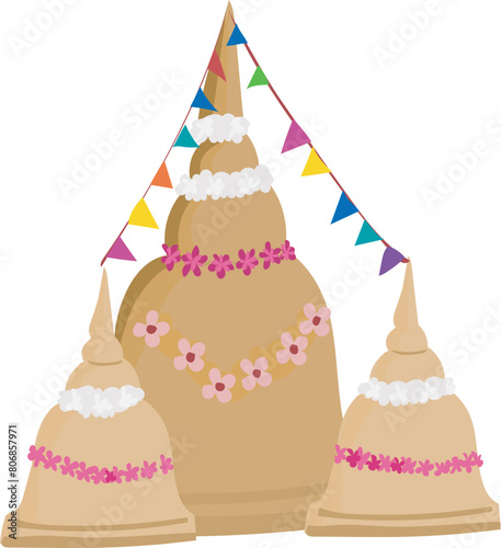 Sand pagoda illustration on transparent background.
