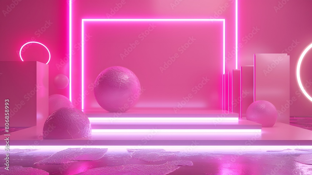 3d pink neon product platform 3d pink neon product platform