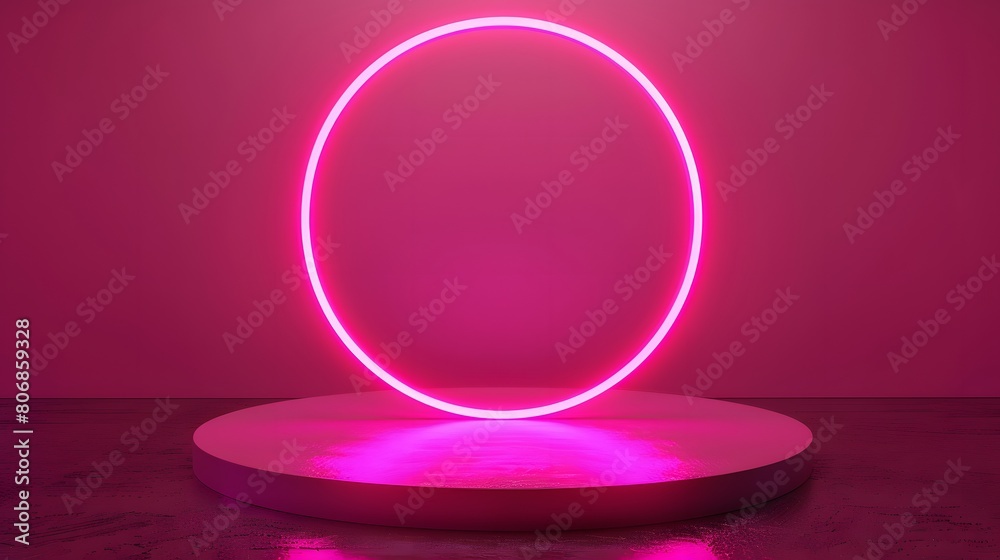 3d pink neon product platform 3d pink neon product platform
